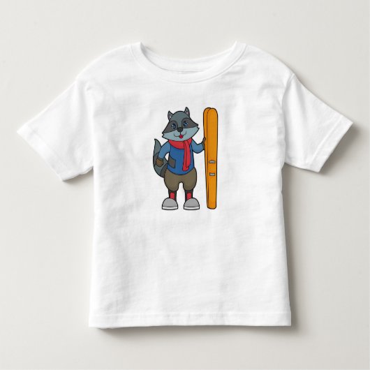 Racoon Skier Ski Kinder Shirts (Voorkant)