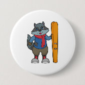 Racoon Skier Ski Ronde Button 7,6 Cm (Voorkant)