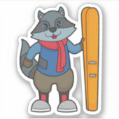 Racoon Skier Ski Sticker (Voorkant)