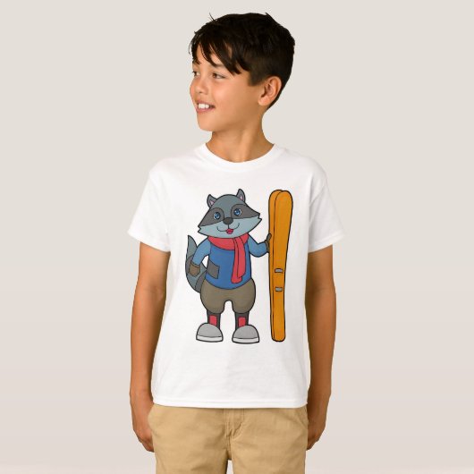 Racoon Skier Ski T-shirt (Voorkant volledig)