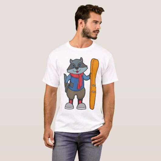 Racoon Skier Ski T-shirt (Voorkant volledig)