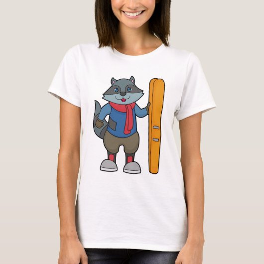Racoon Skier Ski T-shirt (Voorkant)
