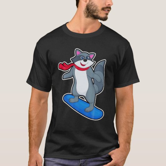 Racoon Snowboarder Wintersport T-shirt (Voorkant)