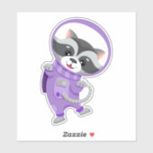 Racoon Space Astronaut vliegt in open ruimte Sticker (Vel)