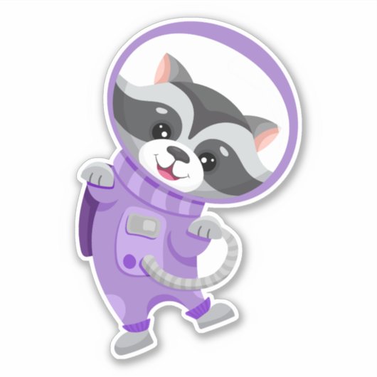 Racoon Space Astronaut vliegt in open ruimte Sticker (Voorkant)