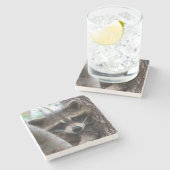 Racoon Stenen Onderzetter (Zijkant)
