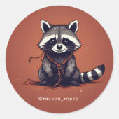 Racoon touwen shibari ronde sticker (Voorkant)