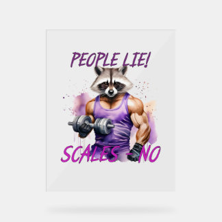 Racoon trainer, atleet, halters acryl bord