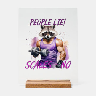 Racoon trainer, atleet, halters acryl bord