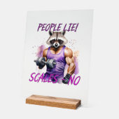 Racoon trainer, atleet, halters acryl bord (Hoek)
