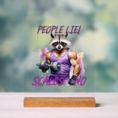 Racoon trainer, atleet, halters acryl bord (Neutraal)