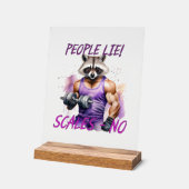 Racoon trainer, atleet, halters acryl bord (Hoek)