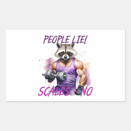 Racoon trainer, atleet, halters rechthoekige sticker (Voorkant)