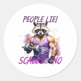 Racoon trainer, atleet, halters ronde sticker