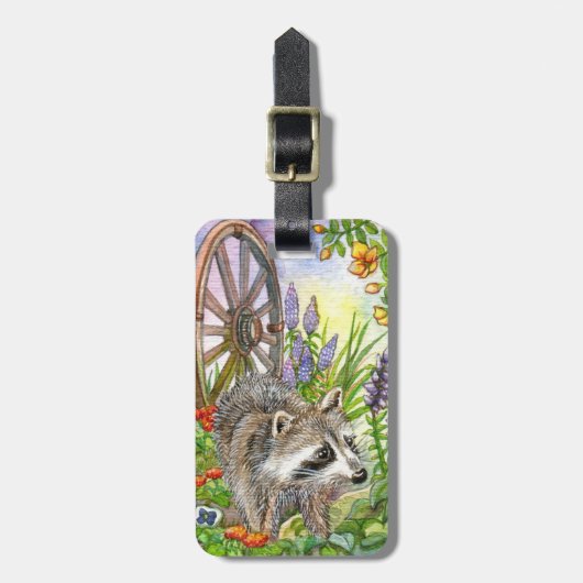 Racoon van Flower Garden Bagagelabel (Voorkant verticaal)