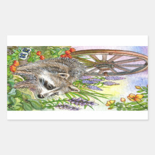 Racoon van Flower Garden Rechthoekige Sticker