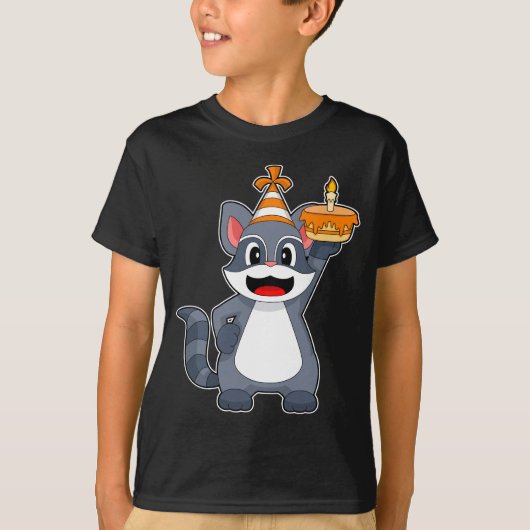 Racoon verjaardagsfeest pet t-shirt (Voorkant)