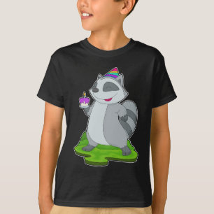Racoon verjaardagstaart t-shirt