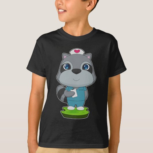 Racoon Verpleegster Notitieblok T-shirt (Voorkant)