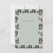 Racoon Waterverf Sage Green Baby shower Bedankkaart (Achterkant)