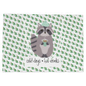 Racoon With A Hot Drink Groot Cadeauzakje (Achterkant)