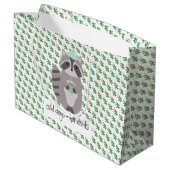 Racoon With A Hot Drink Groot Cadeauzakje (Achterkant Gekanteld)