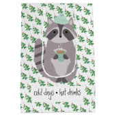 Racoon With A Hot Drink Medium Cadeauzakje (Achterkant)