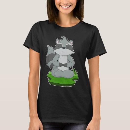 Racoon Yoga Fitness Meditatie T-shirt (Voorkant)