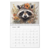 Racoons in bloemen kalender (Jan 2027)
