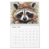 Racoons in bloemen kalender (Feb 2027)