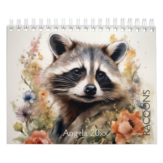 Racoons in bloemen kalender (Hoes)