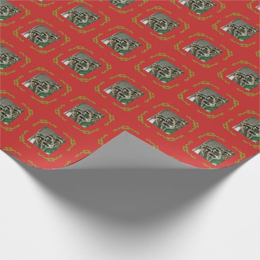 Racoons Red Wrapping Paper Cadeaupapier (Hoek)