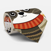 Racoons Waterverf Aangepast patroon Stropdas (Opgerold)