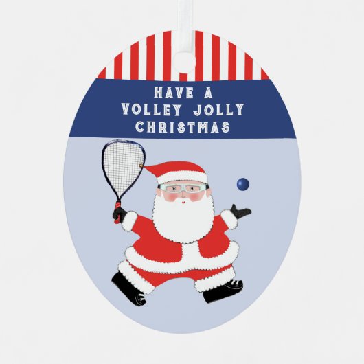 Racquetball Kerstmis Collectible Metalen Ornament (Voorkant)