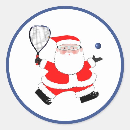 Racquetball Kerstmis Ronde Sticker (Voorkant)