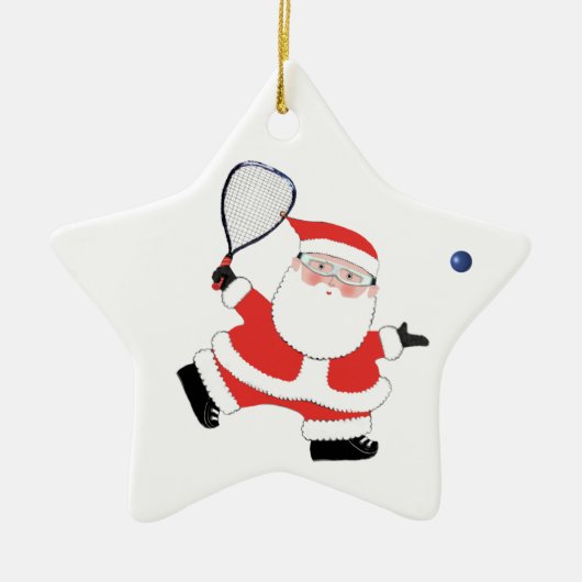 Racquetball speler Kerstmis Collectible Keramisch Ornament (Voorkant)
