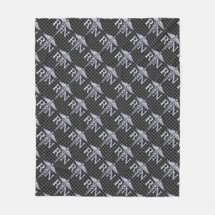 Racy Registered Nurse RN Silver Caduceus Snakes Fleece Deken