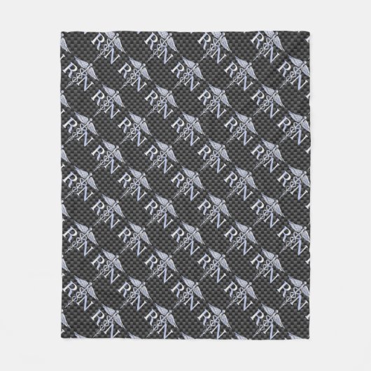 Racy Registered Nurse RN Silver Caduceus Snakes Fleece Deken (Voorkant)