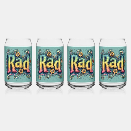 RAD 70s Groovy Psychedelic Aesthetic Blikvorm Glas (Achterkant)