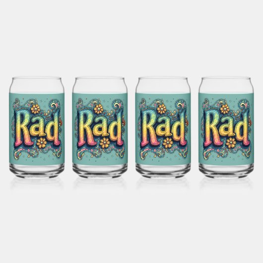 RAD 70s Groovy Psychedelic Aesthetic Blikvorm Glas (Voorkant)