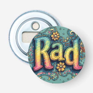 RAD 70s Groovy Psychedelic Aesthetic Button Flesopener