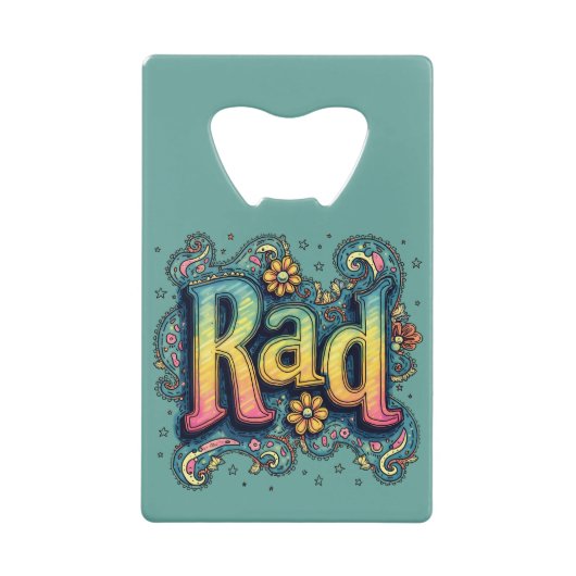 RAD 70s Groovy Psychedelic Aesthetic Creditkaart Flessenopener (Voorkant)