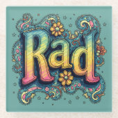 RAD 70s Groovy Psychedelic Aesthetic Glazen Onderzetter (Voorkant)