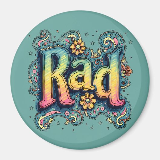 RAD 70s Groovy Psychedelic Aesthetic Magneet (Voorkant)