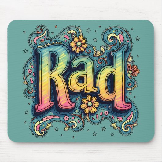 RAD 70s Groovy Psychedelic Aesthetic Muismat (Voorkant)