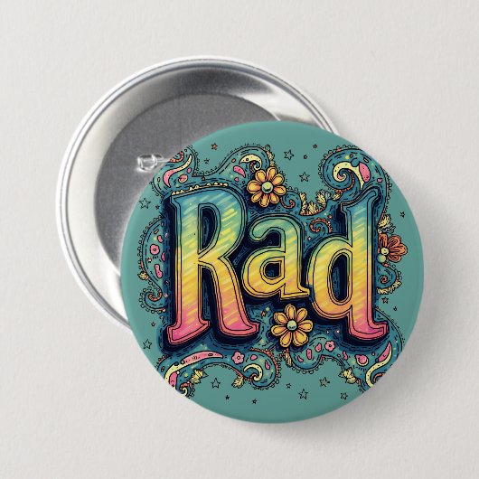 RAD 70s Groovy Psychedelic Aesthetic Ronde Button 7,6 Cm (Voorkant /achterkant)
