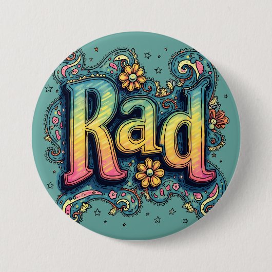 RAD 70s Groovy Psychedelic Aesthetic Ronde Button 7,6 Cm (Voorkant)