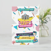 Rad 90 Memphis Syle Birthday Party Invitation Kaart (Staand voorkant)