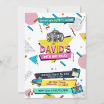Rad 90 Memphis Syle Birthday Party Invitation
