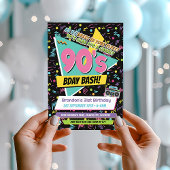 Rad 90s Memphis Stijl Verjaardagsfeestuitnodiging Kaart